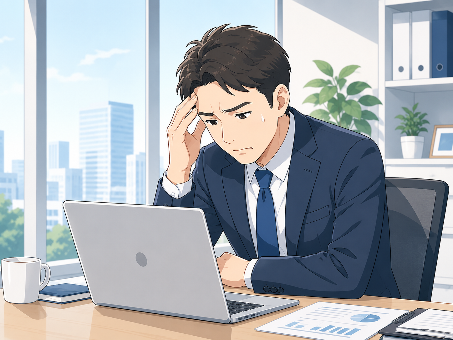 サジェスト汚染に悩む企業経営者のイメージ
